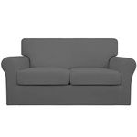 Easy-Going 3 Pieces Couch Covers for 2 Cushion Couch Stretch Loveseat Slipcover Proof Fitted Furniture Protector Spandex Sofa Loveseat Cover Washable Furniture Protector for Pets, Kids (Medium, Gray)