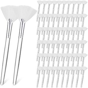 60 Pcs Fan Facial Brushes Soft Fan Facial Applicator Brushes Acid Applicator Brush Cosmetic Makeup Applicator Tools for Peel Masks Eyeshadow Mud Cream (White)