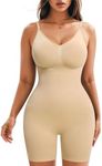Nebility Shapewear Bodysuit - Women Tummy Control Body Suit Seamless Body Shaper Mid Thigh Shorts Beige
