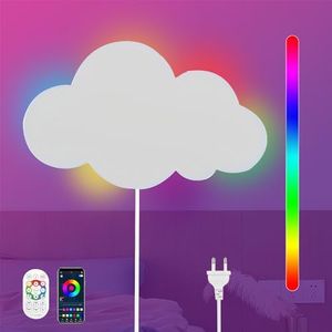 LED Lámpara de Pared RGB Regulable Apliques de Pared con Mando a Distancia y APP Moderna Habitación Infantil Lámpara de Noche con Enchuf para Salón Dormitorio Pasillo Hotel Cambia de Color Iluminación