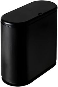 Sooyee 10 Liter Rectangular Plastic Trash Can Wastebasket with Press Type Lid,2.4 Gallon Garbage Container Bin for Bathroom,Powder Room,Bedroom,Kitchen,Craft Room,Office (Black)