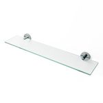 DIVCHI Bathroom Glass Shelf Wall Mounted 5mm Tempered Transparent Chrome Plated Glass Shelf with Brackets 59 Cm Length