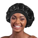 Alnorm Sleep Caps Satin Lined Hair Bonnets for Women, Black