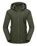 Outdoor Ventures Women’s Waterproof Softshell Jacket with Datachable Hood Fleece Lined Outdoor Jacket Ladies Hiking Short Coat Casual Outerwear Jacket Hiking Camping Olive Green L