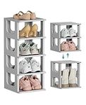 HAIXIN Narrow Shoe Rack - Vertical Shoe Storage for Entryway, Plastic Shoe Shelf for Closet, Space-saving Under Stairs Shoe Organiser, Tall Shoe Stand for Corridor, Living Room Bedroom