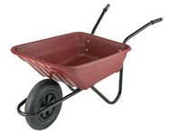 Walsall Wheelbarrows 90Ltr Shire Plastic Green Wheelbarrow Barrow in a Box, Burgundy - Pneumatic Wheel