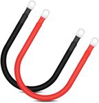 Swpeet 2Pcs 2AWG 12-Inch 0.48" Thick Red & Black Pure Copper Battery Inverter Cables Set with 0.4" Terminals Lugs Assortment Kit(1 Positive & 1 Negative), Power Inverter Cables with Terminals for RV