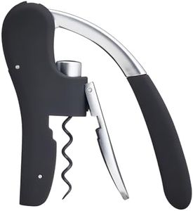 BarCraft Cavatappi Deluxe, Apribottiglie per Vino con Tagliacapsule Incorporato, Nero e Cromato