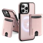 Shieldtop Compatible Magsafe 2 in 1 Detachable iPhone 15 Pro Max Wallet Case with Card Holder for Women Men,Magnetic PU Leather Flip Kickstand Credit Slots Phone Case for Apple 15 Pro Max,Rose Gold