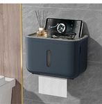 Srxes Self Adhesive Toilet Paper Holder for Bathroom with Mobile Stand, Wall Mounted Tissue Paper Holder, Toilet Paper Roll Holder for Bathroom, Bathroom Accessories (Standard, Navy Blue)