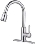 Chrome Kitchen Faucet with Sprayer, WOWOW Stainless Steel Kitchen Faucet for Sink 1 or 3 Hole, Pull Down Kitchen Faucet High Arc Single Handle Kitchen Sink Faucet Vintage Style