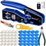 Blenori Pass Through RJ45 Crimp Tool - Cat6 Crimping Tool Ethernet RJ45 Crimper with 50PCS Cat5e Cat6 Connectors, 50PCS Covers