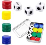 Left Right Centre Dice Game, Dice Games, Left Right Centre Dot Board Sets, Dice Game Set Including 3 Dices 40 Colorful Chips for Party Family Friends Gatherings Camping Picnic Game