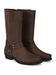 Delize Men's Brown mid Calf Length Leather Riding Boots(9)