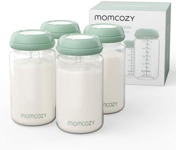 Momcozy Bottiglie per Conservazione Latte Materno 300ml Collo Largo, Biberon Contenitori Latte Materno per Frigorifero/Freezer, Senza BPA, Set 4 Pezzi