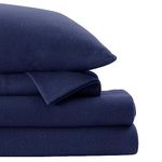 Softan Fleece Full Sheets Set 4-Piece Micro Polar Fleece Bed Sets with 15" Deep Pocket Fitted Soft Warm Sheet, Flat Sheet and Pillowcase, Navy