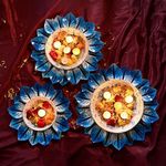 KUTUMBH Metal Urli Bowl for Home Decoration/Office Decoration/Gifting/Diwali Decoration (Blue01)