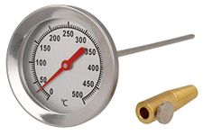 Lantelme® 500 Degree Pizza Oven Thermometer Stainless Steel for Cooking Chamber Temperature Measurement for Oven Grill and Smoker Diameter 6.2 cm (15 cm Probe)