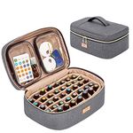 CURMIO Essential Oil Carrying Case for 40 Bottles Holder (5ml/0.17fl.oz to 30ml/1.0fl.oz), Essential Oils Storage Organizer with 2 Detachable Pouches and Handle, Patent Pending, Gray, Bag Only