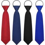 MESU 4 Pcs Boy's Necktie Pre-tied Neck Strap Tie for Wedding Graduation School Uniforms 4PC1