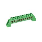 sourcing map Terminal Grounding Bar Screw Block Barrier Brass Strip 10 Positions Green for Electrical Distribution