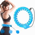 HITWA™ Smart Weighted Hula Hoop for Weight Loss – 24 Detachable Fitness Hoops with Auto-Spinning Ball | Adjustable Waist Size, Fat Burning, Home Workout Exercise Ring for Women Men Kids- Blue
