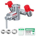 Skywin Eye Wash Kit - Faucet Mounted Emergency Eye Wash Station Sink Attachment - 1x Continuous Flow Eyewash Station,3X Common Sink Adapters,2X Inspection Tags,1x Emergency Eye Wash Station Sign