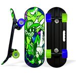 Jaspo Street Runner Junior 18 Inches Fiber Skateboard for Kids Upto 7 Years Age Group Recommended for Boys and Girls (Suitable for Beginners and Learners) (Green Army)