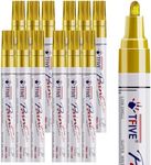 TFIVE Gold Paint Pens Markers - 12 Pack Oil Based Permanent Marker, Medium Tip, Never Fade, Quick Dry, Waterproof Paint Pen for Rocks Painting, Wood, Fabric, Plastic, Canvas, Glass, Metal
