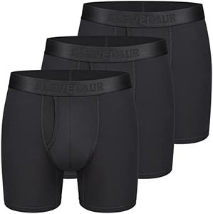 CLEVEDAUR Men's Underwear 3 Pack Micro Modal Boxer Briefs Open Fly, Black/Black/Black, XXL