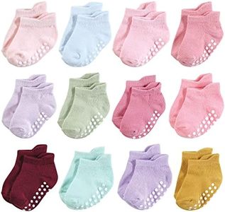 Hudson Baby Unisex Baby Non-Skid No-Show Socks, Multi Girl, 12-24 Months