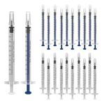 80 Pack 1ml Plastic Syringe Sterile Individual Wrap with Cap, Measurement and Dispensing Syringe Tools for Science Labs, Liquid Measuring, Feeding Pets, Oil or Glue Applicator (80,1ml, mixed color)