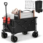 YITAHOME Collapsible Foldable Wagon, 183L Capacity Heavy Duty Utility Wagons Carts with Big Wheels and Brakes Portable for Outdoor Sand Beach Shopping Camping Garden Lounge Grocery Cart Stroller Wagon