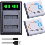 PowerTrust 2Pcs 1800mAh NP-BG1 NP-FG1 Battery + Charger with type-C port for Sony Cyber-shot DSC- W100, W120, W150, W220, T20 T100 T25, DSC-H3, H7, H9, H10, H20, DSC- H50, DSC-H55