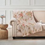 Greenland Home Grace Farmhouse Floral Quilted Throw Blanket, 50 x 60 inches, Buttercup