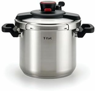 T-fal P45009 Clipso Stainless Steel Dishwasher Safe PTFE PFOA and Cadmium Free 12-PSI Pressure Cooker Cookware, 8-Quart, Silver