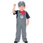 Fun World Costumes Baby's Train Engineer Toddler Costume, Blue/White, Large(3T-4T)