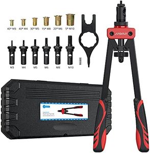 AUTOUTLET 14" Rivettatrice Professionale a Doppia Impugnatura Kit Pistola a Rivetti con 6pz Mandrini Metrici Intercambiabili e 150pz Rivetti Dadi Filettati M3 M4 M5 M6 M8 M10