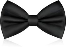 NEUROCLUB Bow Tie for Men Classic Solid Color Pre-Tied Satin Formal Tuxedo Bowtie Adjustable Length Clip on Design for Adults Elegant Double Fold Ties for Boys and Men’s – Black