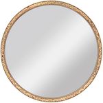 MCS 30in Round Large Wall Mirror, Natural Woodgrain Solid Wood Frame with Braided Seagrass Detail, Coastal Mirror for Bathroom, Bedroom & Livingroom