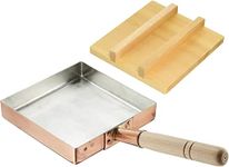 TIKUSAN Japanese Tamagoyaki Omelets Copper Pan with Wooden Lid 10.6 inch (27×27 cm) Square Type Egg Pan