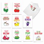 10 Food Pun Note Cards for All Occasions with Envelopes, ?Romantic Yummy Puns? Assorted Stationery Set, Blank Greeting Cards for Birthdays, Weddings, Thank Yous - NobleWorks M5659OCB-B1x10