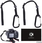 2X Camera Tether with Carabiner - Double Secure Your DSLR Or Compact Camera - First Attach to Camera Eyelet - Then Hook up to Camera Strap Tripod Monopod etc. - Offers Extra Protection