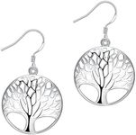 AMBESTEE Sterling Silver Plated Tree of Life Drop Dangle Earrings Studs Set for Women Girls