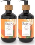 Saavy Naturals Liquid Hand Soap Sweet Orange -Plant-Based Ingredients - Made In USA - Sulfate free Organic Moisturizing Hand Soap with Aloe Vera, Shea Butter, and Orange Peel Oil - 12 Fl Oz, 2 Pack