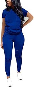 Nimsruc Two Piece Outfits for Women Short Sleeve Sweatsuit Casual Tracksuit…, 6388 Blue, Medium