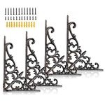 Z metnal Decorative Shelf Brackets, Cast Iron Metal Mailbox Bracket, Decor Corner Brackets, Wall Decor, Modern Shelving Bracket for DIY Floating Shelves, 4 Pcs