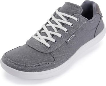 WHITIN Extra Wide Toe Box Barefoot Sneakers for Men Minimalist Minimus Zero Drop Sole Shoes Size 9.5 Width Fit 9.5W Walking Breathable Grey White 43