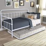 Bellemave Daybed with Trundle, Metal Daybed Frame with Pullout Trundle, No Box Spring Needed, Bedroom Furniture for Kids Teens and Adults, White