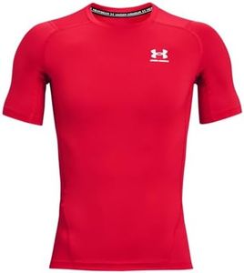 Under Armour Men's Armour HeatGear Compression Short-Sleeve T-Shirt , Red (600)/White , Medium